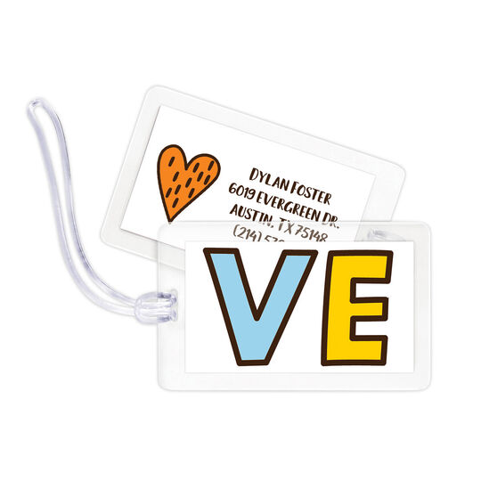 Blue and Orange Heart Luggage Tags